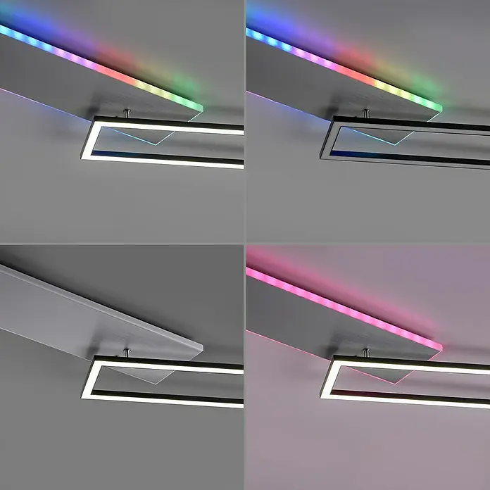 Just Light LED-Deckenleuchte RENDA - 35 W, L x B x H: 91 x 56 x 6 cm, Aluminium, Mehrfarbig - Mehrfarbige LED-Deckenleuchte mit modernem Design.