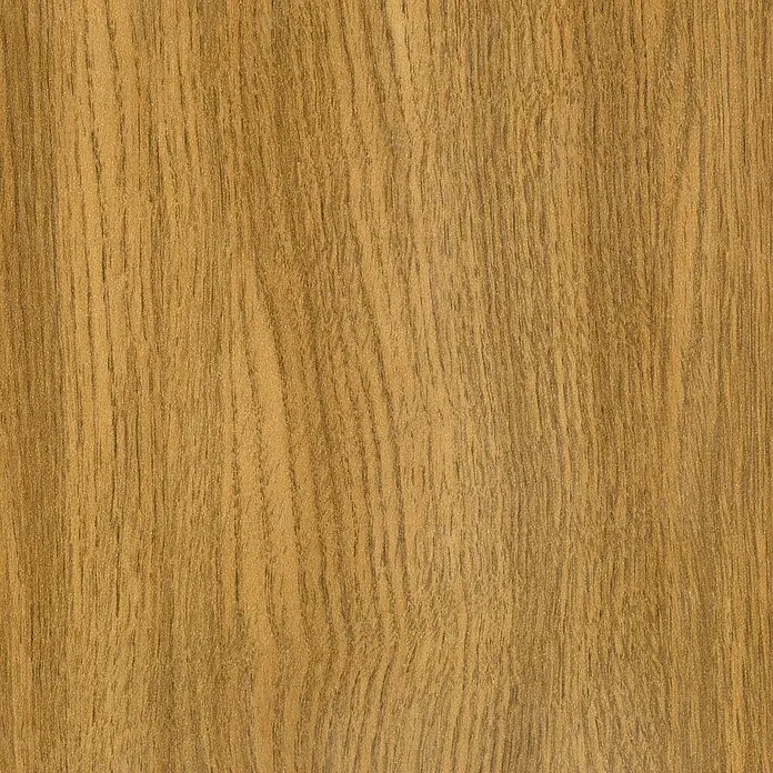 Profiles and more Sockelleiste KU51L Brook Eiche Honig - 240 cm x 15 mm x 50 mm - Nahaufnahme einer Holzoberfläche mit feiner Maserung in warmen Brauntönen, ideal für Möbel oder Bodenbeläge.