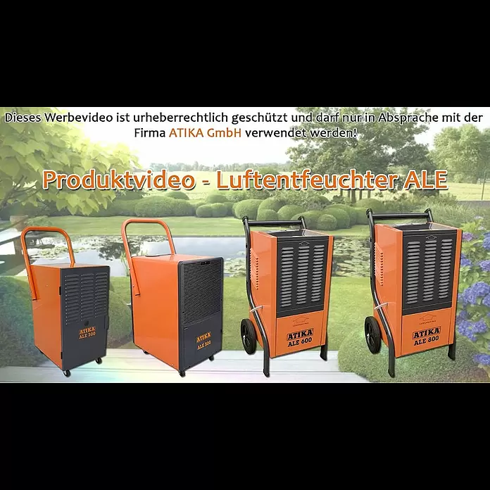 Atika Bautrockner ALE 300 N - Entfeuchtungsleistung: 30 l/Tag, Raumgröße: 7 m² - 50 m² - ATIKA Produktfilm - Luftentfeuchter ALE