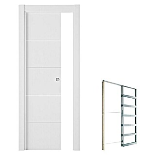 Set para puertas correderas Recife (72,5 x 203 cm, Blanco, Con uñero, Específico para: Pared de yeso, Anchura de muro: 125 mm)