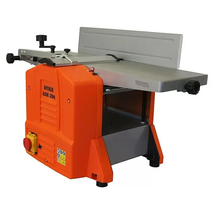 Atika Hobelmaschine ADH 204 - 1.500 W - Orange-graue ATIKA ADH 204 Hobel-Dickenhobelmaschine mit verstellbarem Anschlag und Sicherheitsschalter.