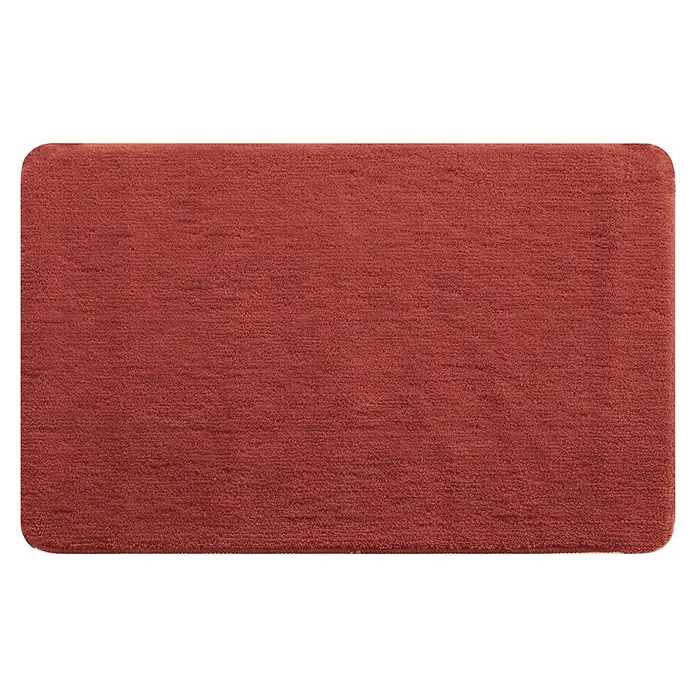 Spirella Alfombra de baño Rosario - 80 x 50 cm, Poliéster, Terracota - Alfombra de baño roja con esquinas redondeadas. La alfombra suave garantiza una sensación agradable bajo los pies en el baño.