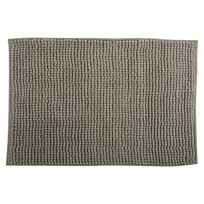 MSV Alfombra de baño Chenille - 80 x 50 cm, Poliéster, Beige - Alfombra de baño gris con un patrón de perilla, perfecta para una sensación suave y segura bajo los pies después de la ducha.