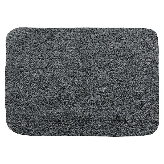 Spirella Alfombra de baño Campus - 70 x 50 cm, Materiales naturales, Gris oscuro - Alfombra de baño rectangular gris y suave con esquinas redondeadas, brindando confort y seguridad en el baño gracias a su superficie absorbente.