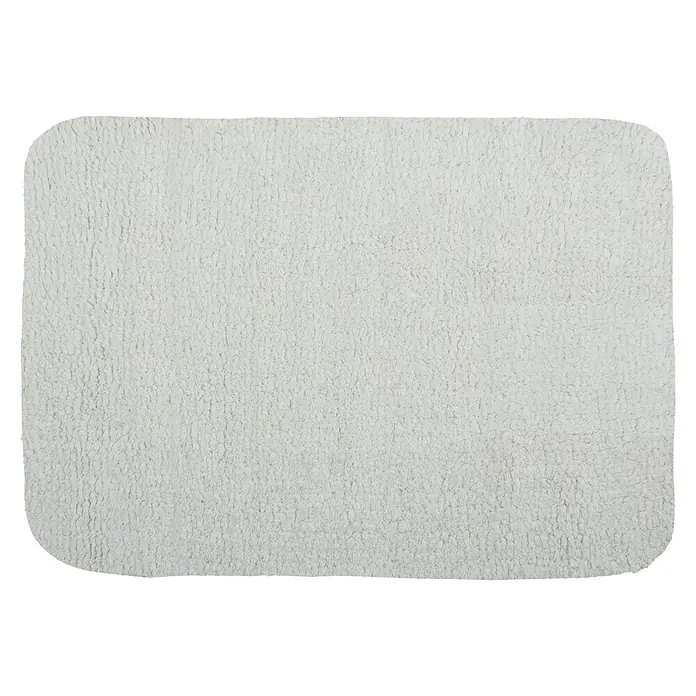 Spirella Alfombra de baño Campus - 70 x 50 cm, Materiales naturales, Blanco - Alfombra de baño cuadrada en gris claro, ideal para baños, con esquinas redondeadas y una textura suave para mayor comodidad.
