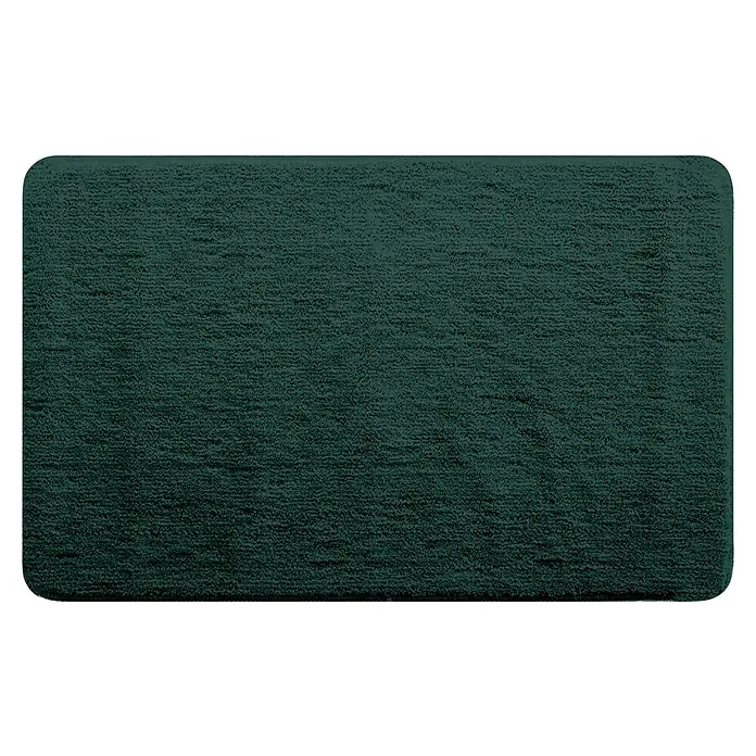 Spirella Alfombra de baño Rosario - 80 x 50 cm, Poliéster, Verde oscuro - Alfombra de baño verde con esquinas redondeadas y textura suave, ideal para añadir comodidad y seguridad a tu baño.