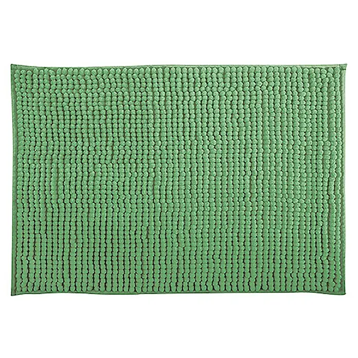 MSV Alfombra de baño Chenille - 80 x 50 cm, Poliéster, Verde pasto - Alfombra de baño verde con textura de bolitas, ideal para suelos de baño, ofrece confort y resistencia al deslizamiento.