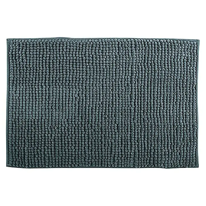 MSV Alfombra de baño Chenille - 80 x 50 cm, Poliéster, Grey - Una alfombra de baño rectangular gris con una superficie texturizada hecha de pequeños lazos densos para mayor comodidad.