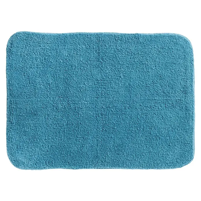 Spirella Alfombra de baño Campus - 70 x 50 cm, Materiales naturales, Azul petróleo - Alfombra de baño azul con textura suave y esquinas redondeadas. Ideal para baños, aporta confort y estilo al espacio.