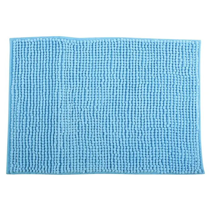 MSV Alfombra de baño Chenille - 60 x 40 cm, Poliéster, Azul claro - Alfombra de baño azul claro con textura de felpa que proporciona una sensación suave y confortable.