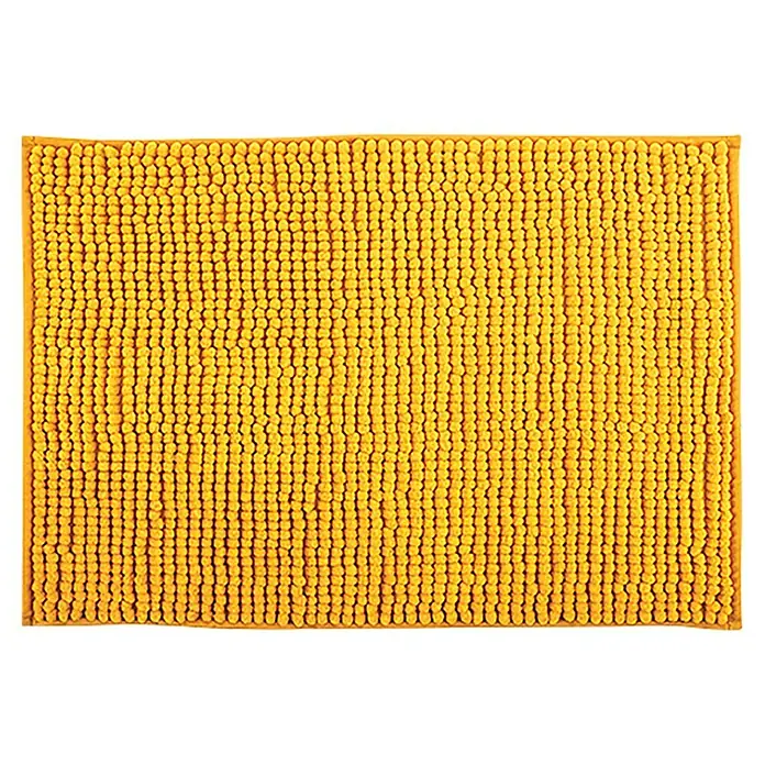 MSV Alfombra de baño Chenille - 80 x 50 cm, Poliéster, Azafran - Alfombra de baño amarilla con un diseño de bucles texturizados para mayor comodidad y resistencia al deslizamiento en el baño. Mayor seguridad.
