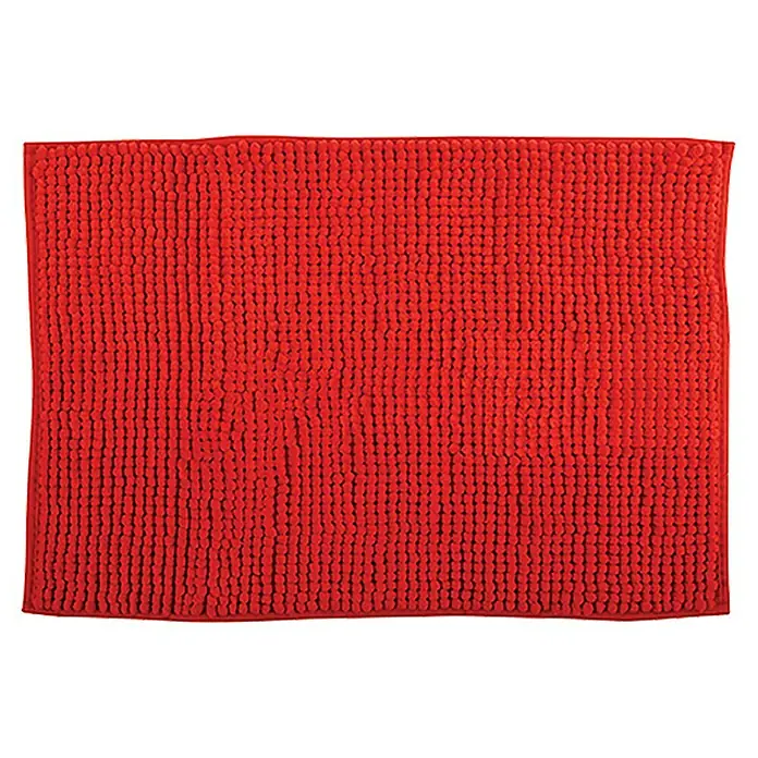 MSV Alfombra de baño Chenille - 80 x 50 cm, Poliéster, Rojo - Alfombra de baño roja con textura tupida, perfecta para baños. Ofrece confort y una agradable sensación táctil bajo los pies.