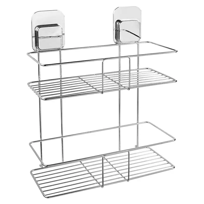 Cesta de baño Legend - 12 x 28 x 36 cm, Acero inoxidable, Cromo - Un organizador de ducha cromado con dos estantes de alambre y dos soportes para una fácil instalación. Práctico y elegante para el baño.