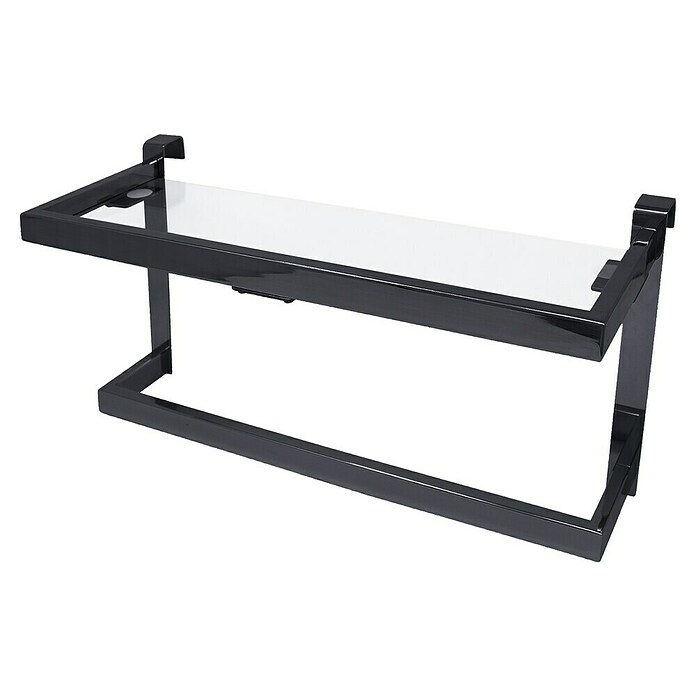 Toallero auxiliar con repisa (1 estante, Negro, Mate) | BAUHAUS