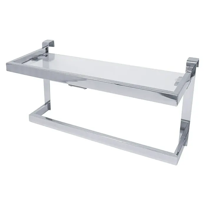 Estante para baño con repisa - L x An x Al: 6 x 37 x 18 cm, Acero inoxidable, Cromo - Elegante estante cromado para un almacenamiento de baño elegante. El estante proporciona espacio de almacenamiento adicional y añade un toque moderno a tu baño.