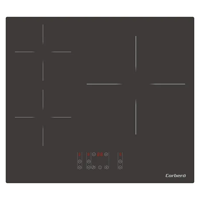 Corberó Placa de cocción CCIM3366 - Vidrio, Número de fogones de inducción: 3 ud. - La placa de inducción Corberó ofrece un control preciso de la temperatura y un diseño moderno para una experiencia de cocción eficiente.