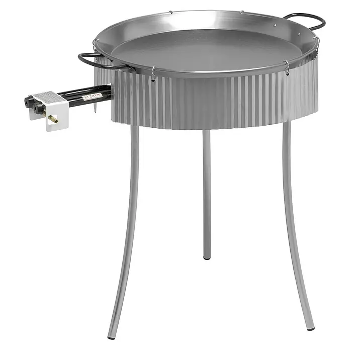 Paravientos Paellero - Acero, Específico para: Paellas - Paellera de metal con tres patas y quemador de gas para uso exterior. Ideal para cocinar al aire libre.
