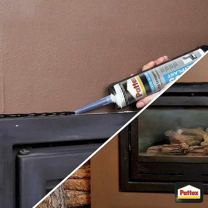 Pattex Silicona SL509 Solyplast - Negro - Se está utilizando un tubo de Pattex Acetic Silicone Resistente al Calor para aplicar un sellador negro.