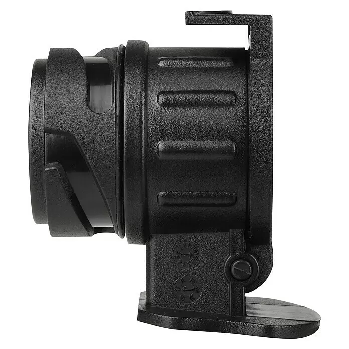 LAS Adapter Mini - 13-polig (Fahrzeug) auf 7-polig (Anhänger) - Schwarzer, strukturierter Kunststoffverbinder mit Montagefuß und verstellbaren Funktionen.