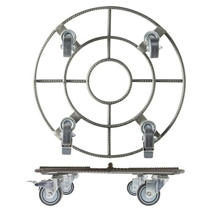 Plantenroller (Ø x h: 38 x 9 cm, Metaal, Metaal mat, Max. belasting: 200 kg) | BAUHAUS