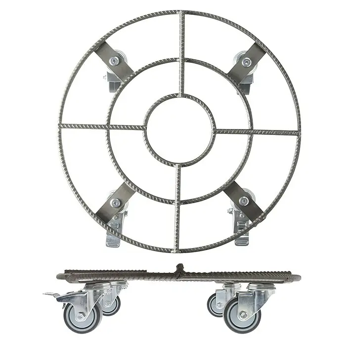 Pflanzenroller - Ø x H: 38 x 9 cm, Metall, Eisenmatt, Max. Belastung: 200 kg - Topfrollbretts aus Stahl mit Rollen. Das Rollbrett ist robust und ermöglicht das einfache Bewegen von schweren Blumentöpfen.