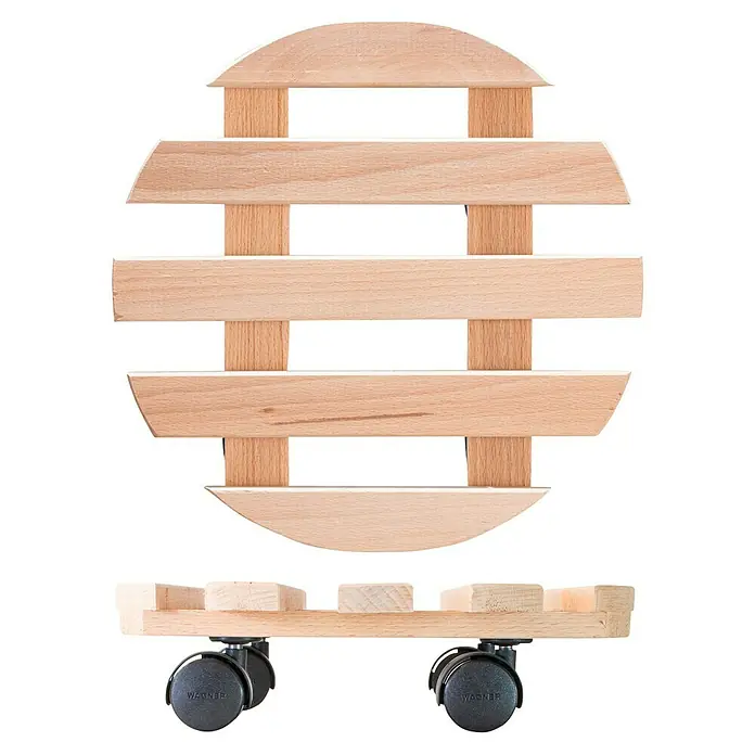 Wagner System Pflanzenroller Multi Paletti - Ø x H: 30 x 8 cm, Holz, Natur, Max. Belastung: 100 kg - Rolluntersetzer aus Holz für Blumentöpfe und Zimmerpflanzen, mit dem Markennamen Wagner auf den Rollen, erleichtert das Bewegen schwerer Pflanzen.