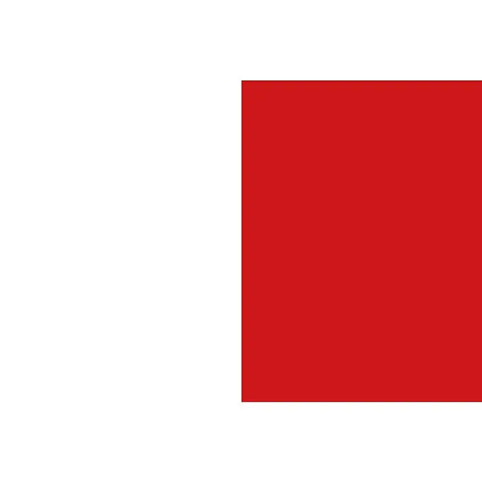 Respekta Singleküche Luis - Breite: 150 cm, Rot, Mit Elektrogeräten, Mikrowelle - Flagge von Monaco, vertikal geteilt in Weiß und Rot. Einfaches, aber markantes Design, das das Fürstentum repräsentiert.