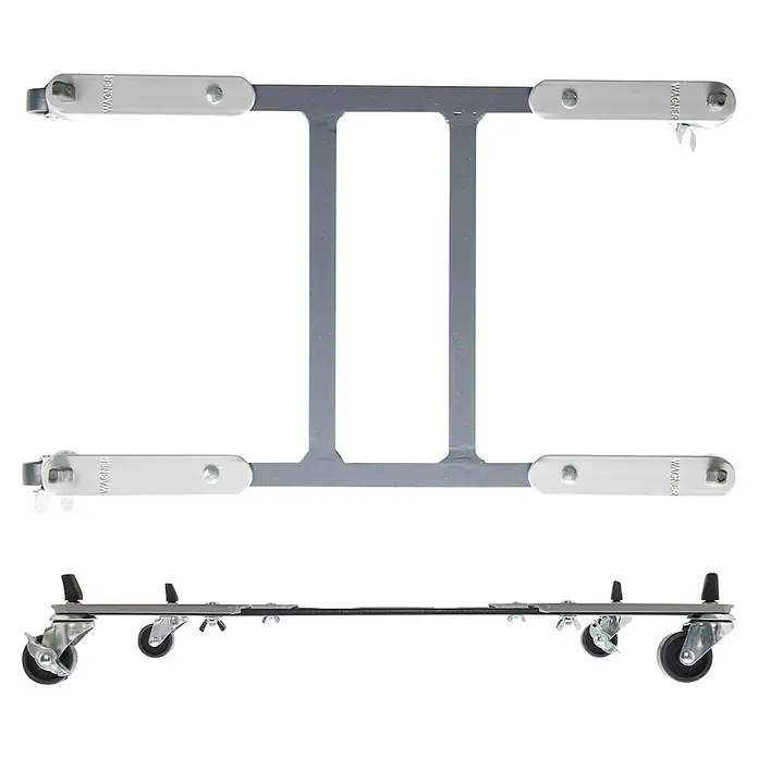 Wagner System Pflanzenroller ausziehbar - L x B x H: 44 x 30 x 5,9 cm, Metall, Grau, Max. Belastung: 100 kg - Das Bild zeigt eine Möbelrolle von Wagner mit einer robusten Konstruktion und leichtgängigen Rollen für den einfachen Transport.