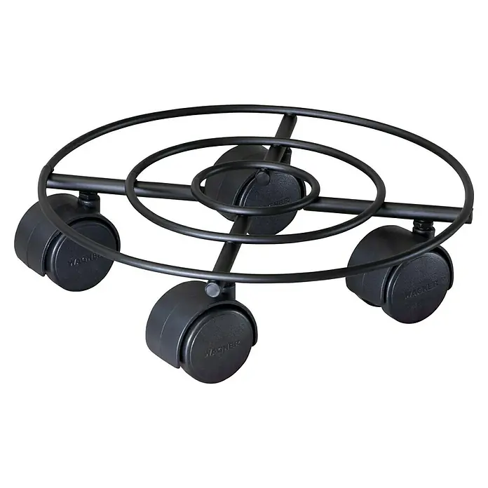 Wagner System Pflanzenroller Draht - Durchmesser: 230 mm, Rund, Metall - Der schwarze Pflanzenroller mit drei Rollen ermöglicht ein einfaches Bewegen schwerer Pflanzen. Praktisch und robust für den Innen- und Außenbereich.