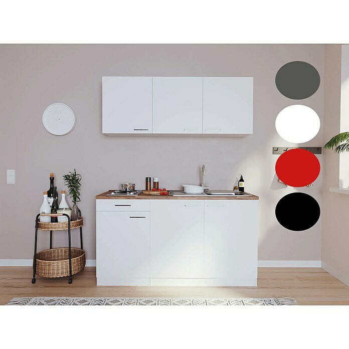 Respekta Singleküche Luis (Breite: 150 cm, Weiß, Mit Elektrogeräten,  Mikrowelle) | BAUHAUS | Küchenzeilen mit Geräten