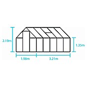 Halls Gewächshaus Qube 610 (Außenmaß inkl. Dachüberstand (B x T): 198 x 321 cm, Material Seitenwand: Glas, 3 mm, Schwarz) | BAUHAUS