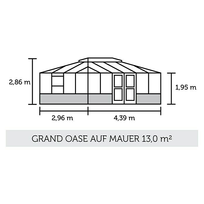 Juliana Gewächshaus Grand Oase (Außenmaß inkl. Dachüberstand (B x T): 296 x 439 cm, Material Seitenwand: Glas, 3 mm, Anthrazit/Schwarz) | BAUHAUS