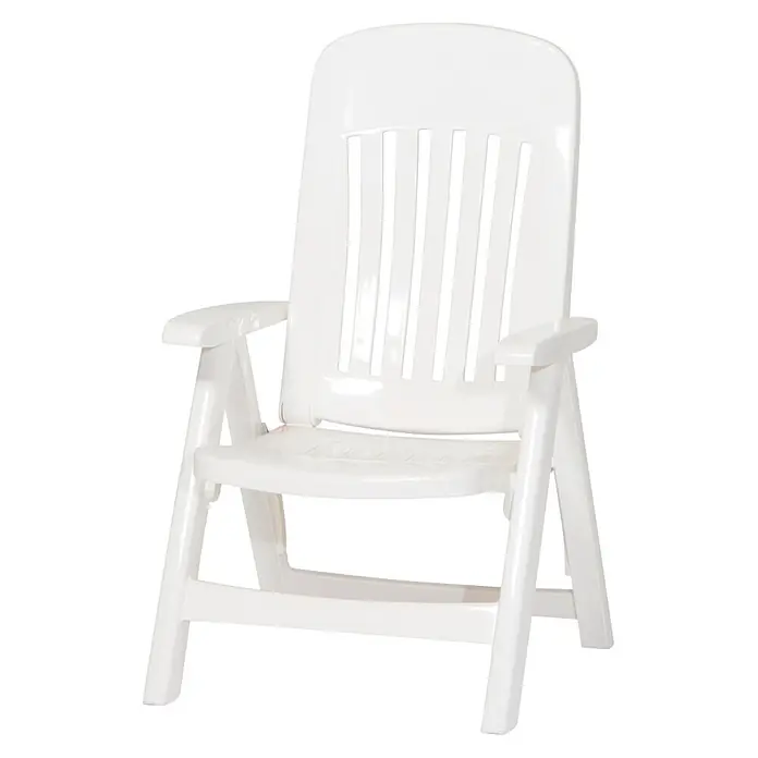 Sieger Comtesse Gartenstuhl - Klappbar, Weiß, B x T x H: 65 x 66 x 108 cm - Weiße Gartensessel aus Kunststoff, ideal für Entspannung im Freien. Komfortabel und wetterfest.