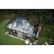 Juliana Gewächshaus Grand Oase (Außenmaß inkl. Dachüberstand (B x T): 439 x 583 cm, Material Seitenwand: Glas, 3 mm, Anthrazit/Schwarz) | BAUHAUS