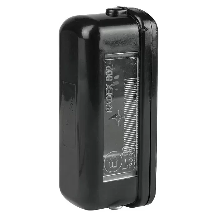 LAS Kennzeichenbeleuchtung - 1 Stk., 12 V - Schwarzes RADEX 802 Strahlendosimeter mit klarem Anzeigefenster, Messskala und Seriennummer.