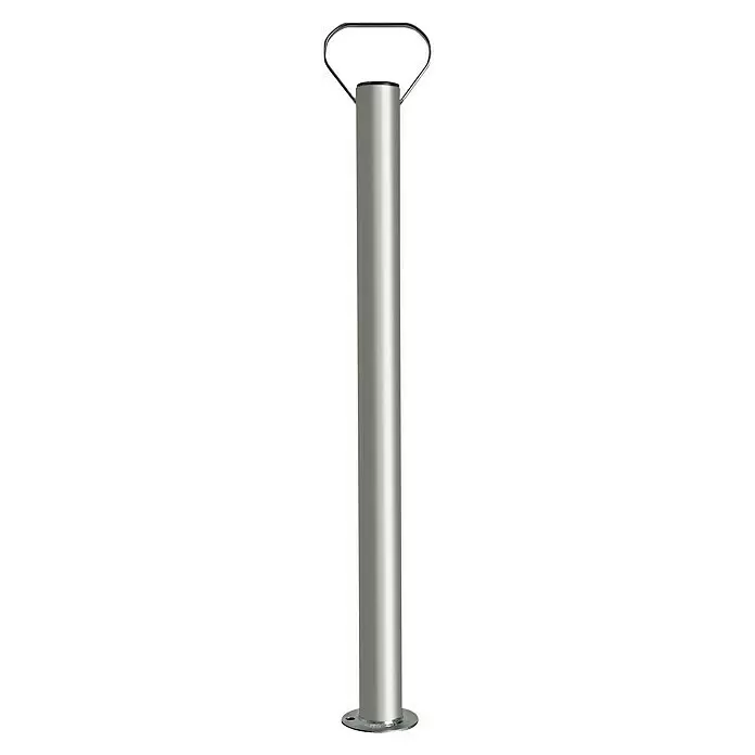 LAS Abstellstütze - Ø x L: 48 mm x 70 cm - Silberner Metallpfosten mit Schlaufengriff und rundem Sockel zur Bodenmontage.