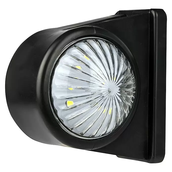 LAS Begrenzungsleuchte - Rot - Schwarze Außenleuchte mit klarer, geriffelter Linse und gelben LEDs.