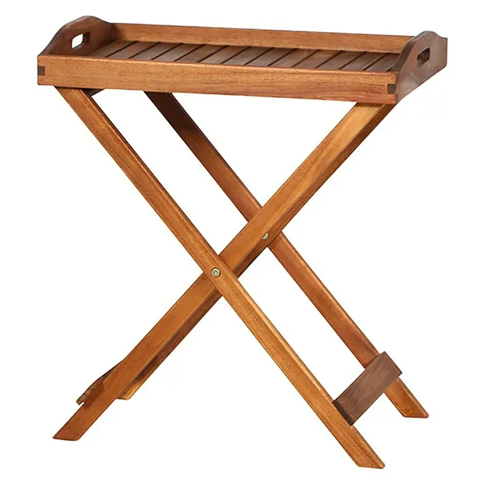 Siena Garden Astoria Serviertisch - 60 x 40 cm, Holz - Holztisch mit Tablett, perfekt für den Innen- und Außenbereich, um Getränke oder Snacks stilvoll zu servieren.