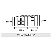 Juliana Gewächshaus Veranda (2,96 x 2,21 x 2,45 m, Sicherheitsglas, Glasstärke: 3 mm, Silber)