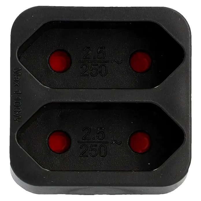 UniTEC Euro-Adapter - Schwarz, Anzahl Steckdosen Euro: 2 Stk., 1.250 W - Doppelsteckdose für Eurostecker, maximal 1100W. Ideal für Geräte mit geringem Stromverbrauch. Spannung: 2.5/250.