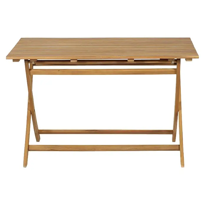 Siena Garden Falun Gartentisch - L x B x H: 120 x 80 x 73,5 cm, Akazie, Rechteckig, Natur - Ein rechteckiger Holztisch mit Lattenrost-Tischplatte und einem Klappgestell für einfachen Transport und Lagerung.