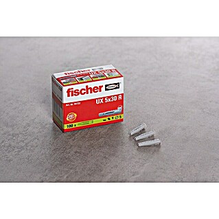 Fischer Universaldübel UX R (Durchmesser Dübel: 5 mm, Länge Dübel: 30 mm, Mit Rand, 100 Stk.)