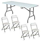Mesa de jardín Every 180 + silla plegable Every (L x An x Al: 180 x 75 x 74 cm, Poliresina, HDPE/Acero, Blanco) | BAUHAUS