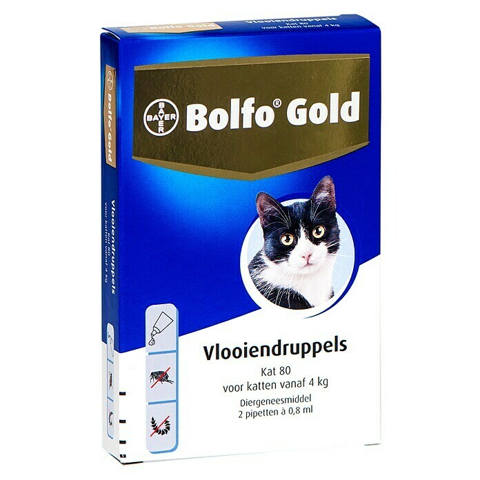Afbeelding van Bayer Ongedierte-Stop Bolfo Gold kat 80 Anti-vlooien pipetten 2 st.