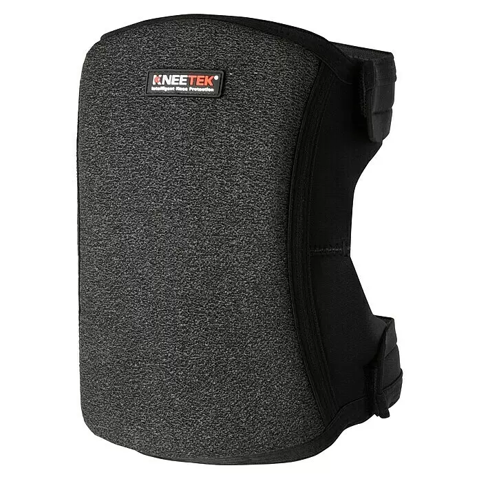 Kneetek Knieschoner Profi Line KevPro - Schwarz, Schalenform - Schwarzer KNEETEK Knieschoner mit strukturierter grauer Schutzfläche für intelligenten Knieschutz.