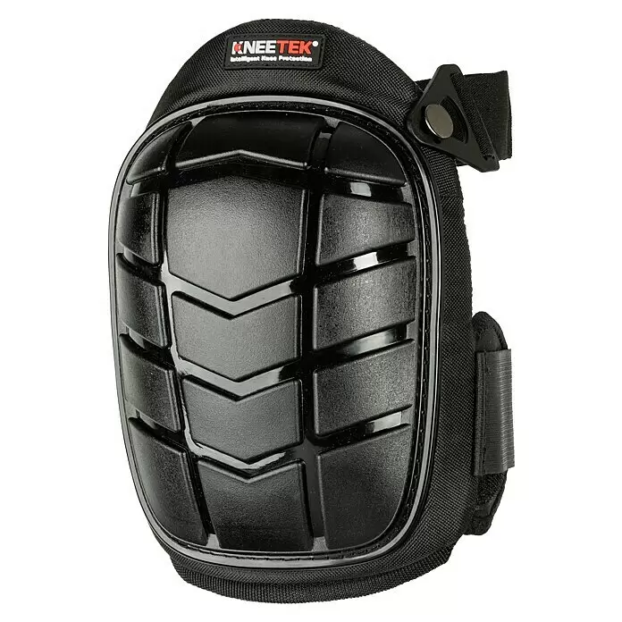 Kneetek Knieschoner Basic Black - Schwarz, Schalenform - Schwarzer KNEETEK Knieschoner mit texturierter und glänzender Hartschale, inklusive verstellbarer Riemen für intelligenten Knieschutz.