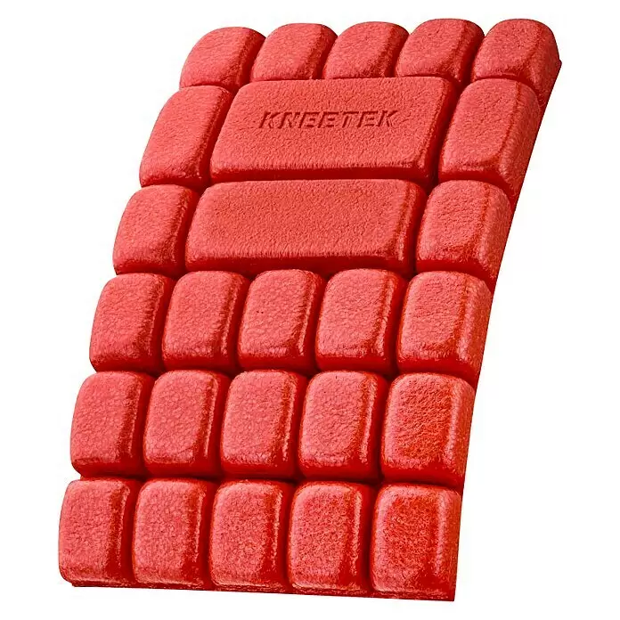 Kneetek Knieschoner MultiPad - Rot, Rechteckig - Roter modularer Kniepolstereinsatz mit texturierter Oberfläche und geprägtem KNEETEK-Logo für ergonomischen Knieschutz.