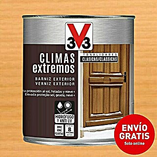 V33 Barniz para madera exterior Climas Extremos (Roble claro, Brillante, 750 ml)