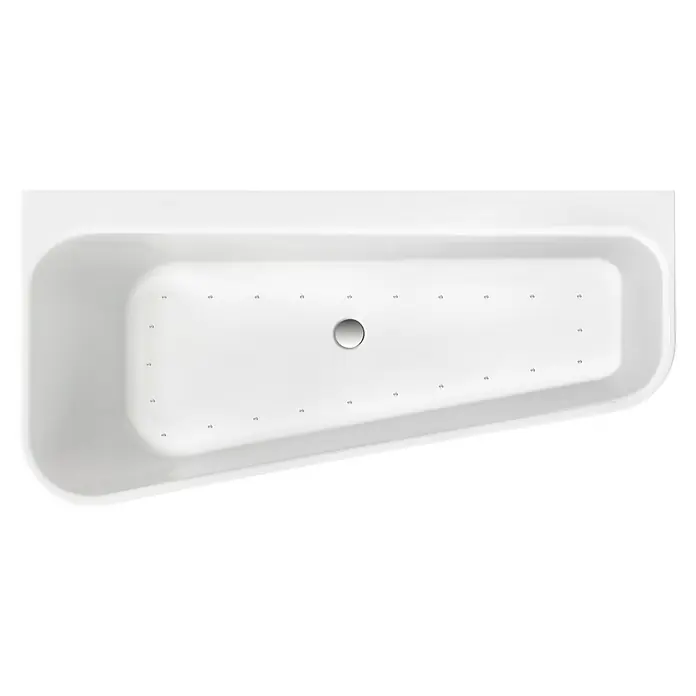 Ottofond Whirlpool Debby155 x 75 cm, Sanitäracryl, Weiß, Silent, Rechtsseitig - Das Bild zeigt eine luxuriöse, rechteckige Badewanne mit Whirlpool-Funktion. Das moderne Design zeichnet sich durch eine glatte, weiße Oberfläche aus.