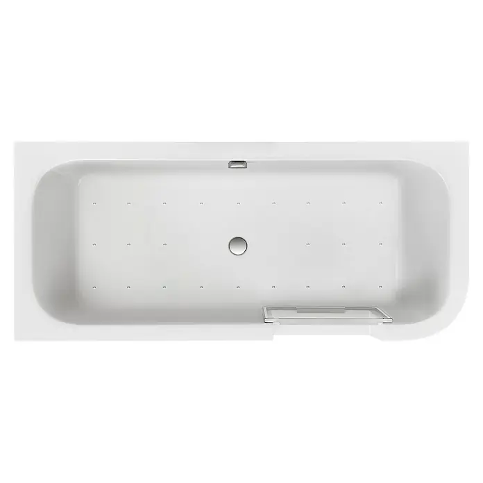 Ottofond Whirlpool Pueblo - 180 x 80 cm, Sanitäracryl, Weiß, Silent, Rechtsseitig - Eine rechteckige Badewanne mit abgerundeten Kanten, ausgestattet mit Düsen für ein entspannendes Badeerlebnis.